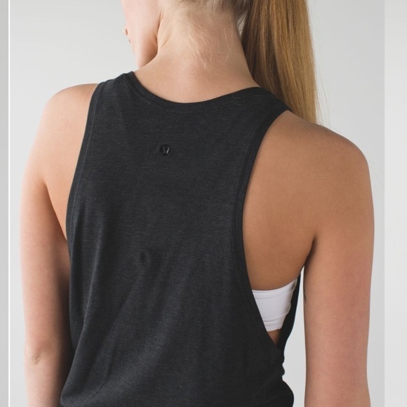 Lululemon Tie & Go Soft Pima Cotton Tank in Heathered Black - Picture 7 of 12